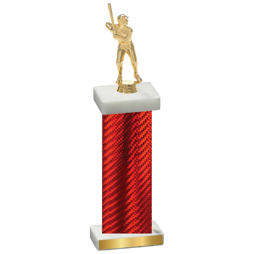 Single Red Carbon Fiber Baseball Trophy