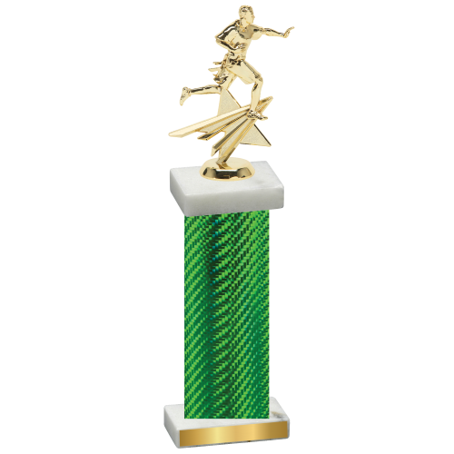 Single Green Carbon Fiber Flag Football Trophy