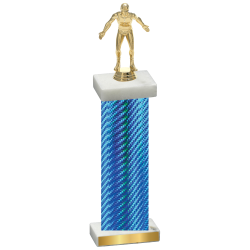 Single Blue Carbon Fiber Wrestling Trophy