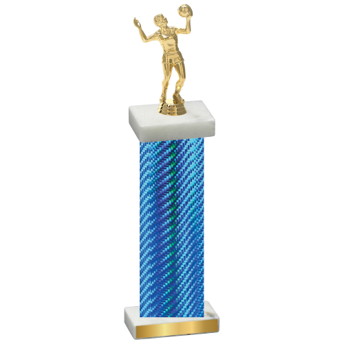 Single Blue Carbon Fiber Volleyball Trophy