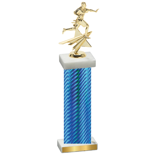 Single Blue Carbon Fiber Flag Football Trophy