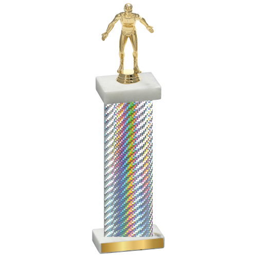 Single Silver Carbon Fiber Wrestling Trophy