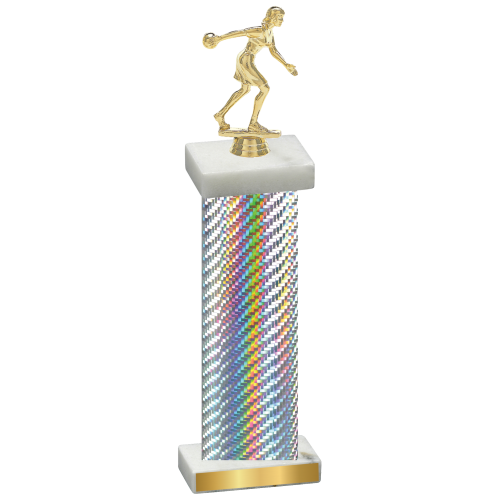 Single Silver Carbon Fiber Bowling Trophy