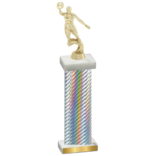 Single Silver Carbon Fiber Basketball Trophy