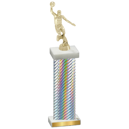 Single Silver Carbon Fiber Basketball Trophy