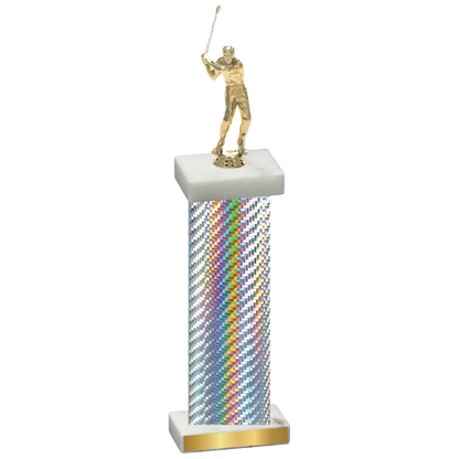 Single Silver Carbon Fiber Golf Trophy