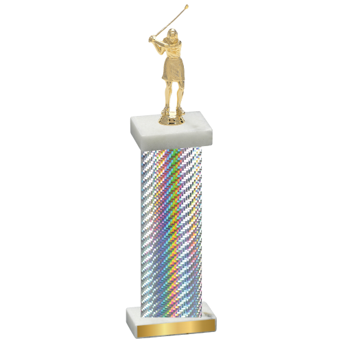 Single Silver Carbon Fiber Golf Trophy