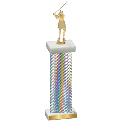 Single Silver Carbon Fiber Golf Trophy