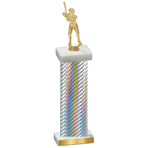 Single Silver Carbon Fiber Baseball Trophy