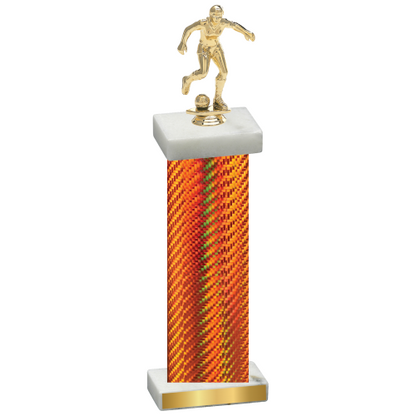 Single Orange Carbon Fiber Soccer Trophy