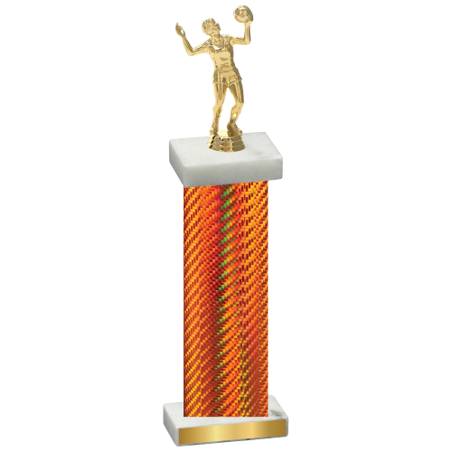 Single Orange Carbon Fiber Volleyball Trophy