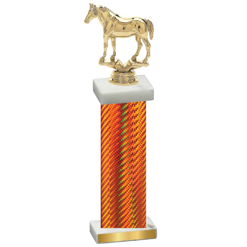 Single Orange Carbon Fiber Horses Trophy