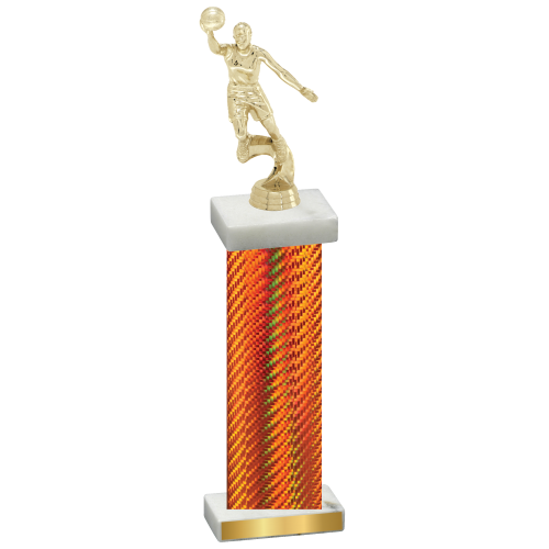 Single Orange Carbon Fiber Basketball Trophy