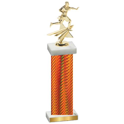 Single Orange Carbon Fiber Flag Football Trophy