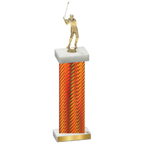 Single Orange Carbon Fiber Golf Trophy