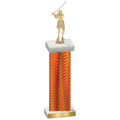 Single Orange Carbon Fiber Golf Trophy