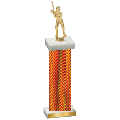 Single Orange Carbon Fiber Baseball Trophy