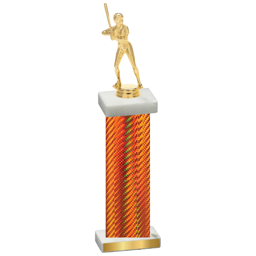 Single Orange Carbon Fiber Softball Trophy