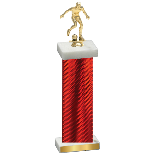 Single Red Carbon Fiber Soccer Trophy