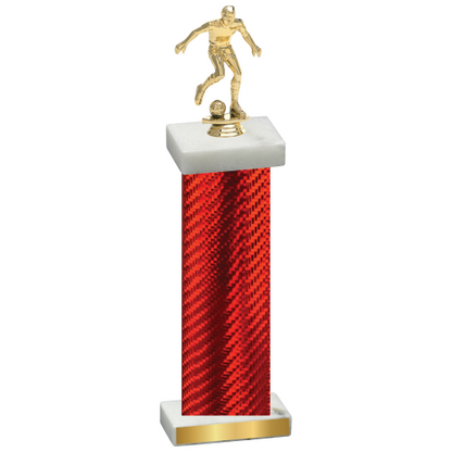 Single Red Carbon Fiber Soccer Trophy