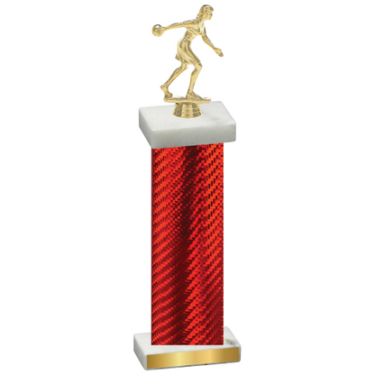 Single Red Carbon Fiber Bowling Trophy