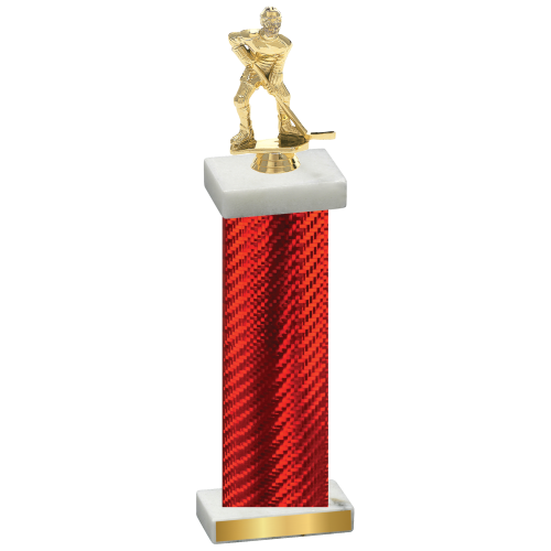 Single Red Carbon Fiber Hockey Trophy