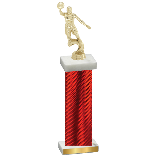 Single Red Carbon Fiber Basketball Trophy