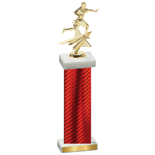 Single Red Carbon Fiber Flag Football Trophy