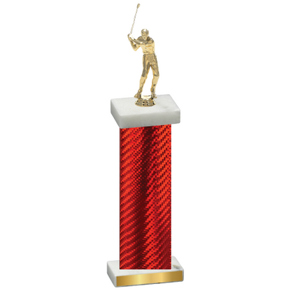 Single Red Carbon Fiber Golf Trophy