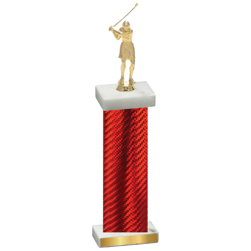 Single Red Carbon Fiber Golf Trophy