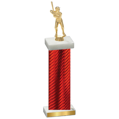 Single Red Carbon Fiber Baseball Trophy