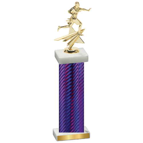 Single Purple Carbon Fiber Flag Football Trophy