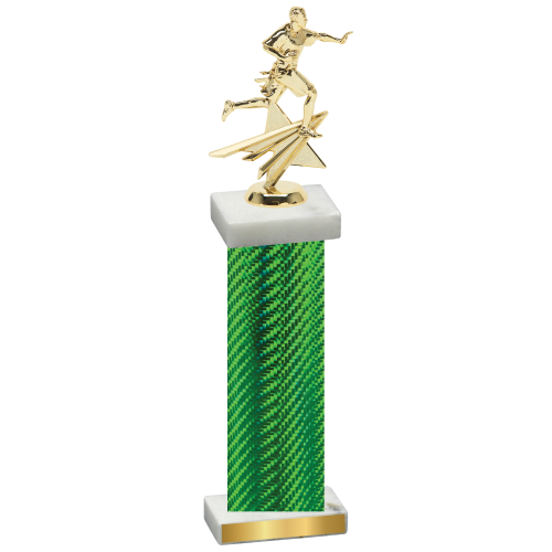 Single Green Carbon Fiber Flag Football Trophy