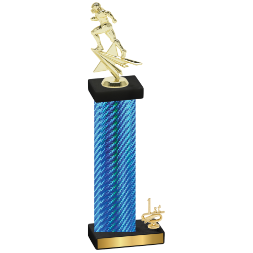 Accented Single Blue Carbon Fiber First Place Football Trophy