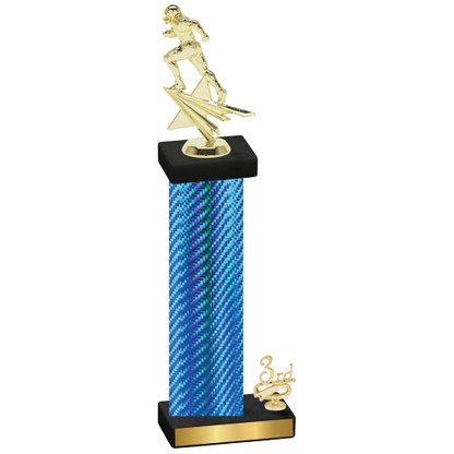 Accented Single Blue Carbon Fiber Third Place Football Trophy