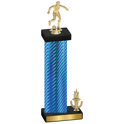 Accented Single Blue Carbon Fiber Victory Soccer Trophy