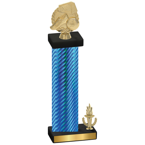 Accented Single Blue Carbon Fiber Victory Soccer Trophy