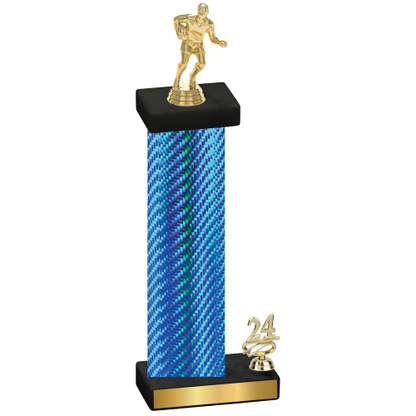 Accented Single Blue Carbon Fiber Year Rugby Trophy