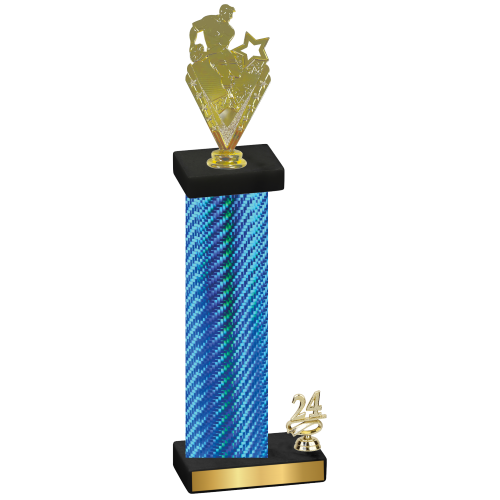 Accented Single Blue Carbon Fiber Year Rugby Trophy