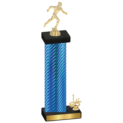 Accented Single Blue Carbon Fiber First Place Running Trophy