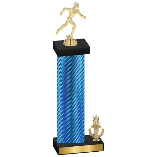 Accented Single Blue Carbon Fiber Victory Running Trophy