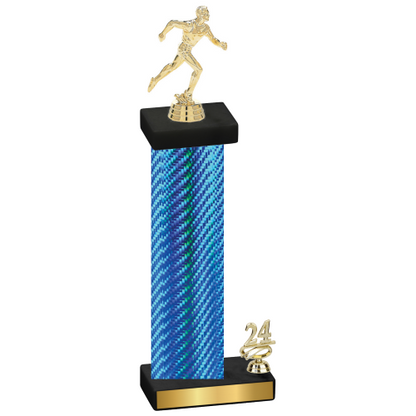 Accented Single Blue Carbon Fiber Year Running Trophy