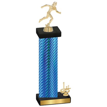 Accented Single Blue Carbon Fiber First Place Running Trophy