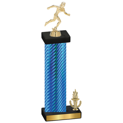 Accented Single Blue Carbon Fiber Victory Running Trophy