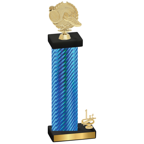 Accented Single Blue Carbon Fiber First Place Running Trophy