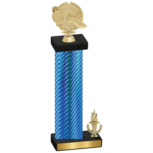 Accented Single Blue Carbon Fiber Victory Running Trophy