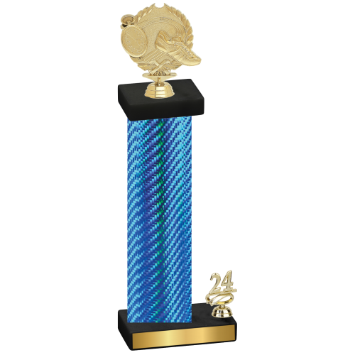 Accented Single Blue Carbon Fiber Year Running Trophy