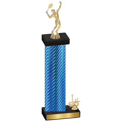 Accented Single Blue Carbon Fiber First Place Tennis Trophy