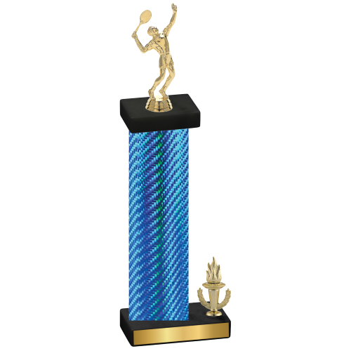 Accented Single Blue Carbon Fiber Victory Tennis Trophy