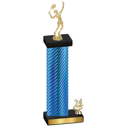 Accented Single Blue Carbon Fiber Year Tennis Trophy